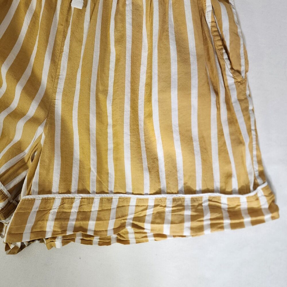 Old Navy Womens Shorts Medium Gold Stripe Cotton Woven Pajama Lounge Pull On - Picture 4 of 9